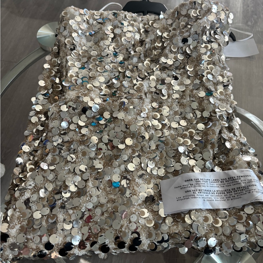 Dress the Population Silver Sequin Midi Dress - Picture 5 of 7